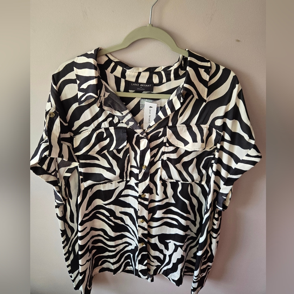 Black and White Zebra Print Women's Top - Picture 2 of 5